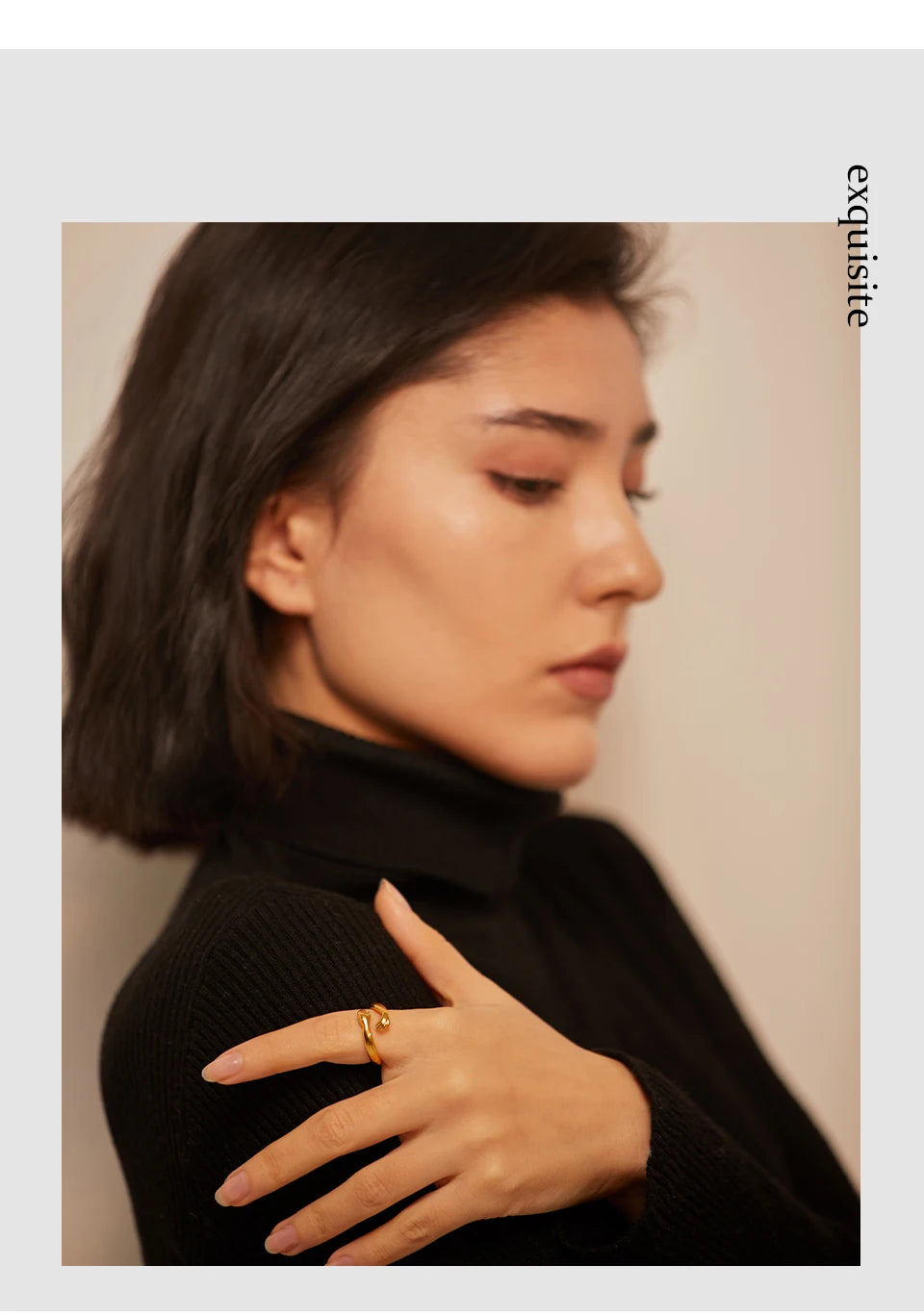 Geometric ring in 18K gold-plated stainless steel.