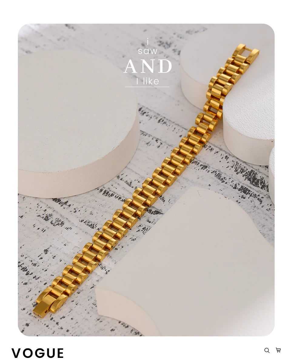 Geometric Chain Bracelet — Gold-Plated Stainless Steel · PS1930