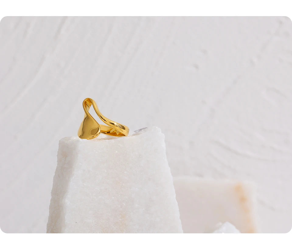 Geometric ring in 18K gold-plated 316L stainless steel.