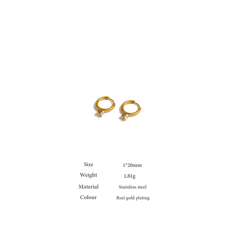 Cubic Zirconia Minimalist Geometric Earrings — Gold-Plated Stainless Steel with Cubic Zirconia · PS1614