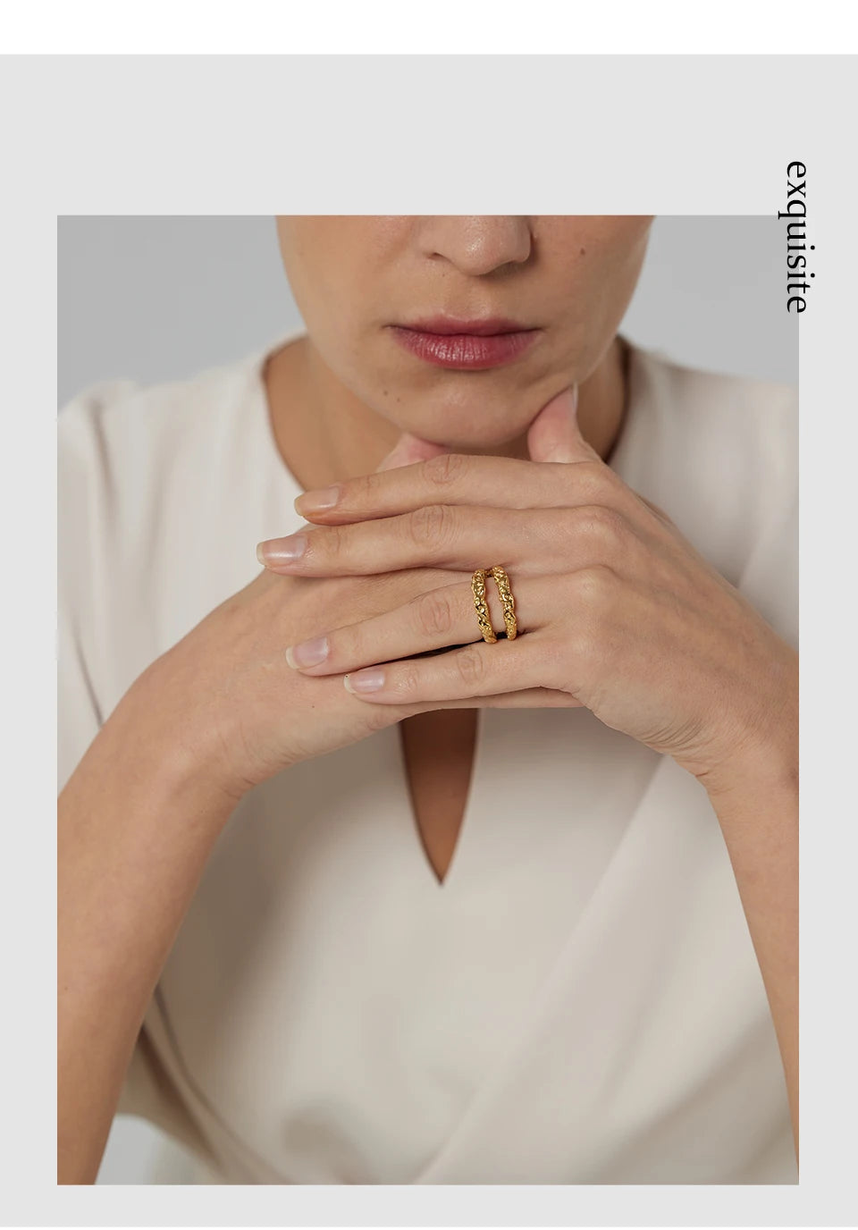 Geometric ring in 18K gold-plated stainless steel.