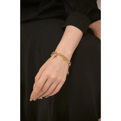 Cross Geometric Chain Bracelet — Gold-Plated Stainless Steel · PS1980
