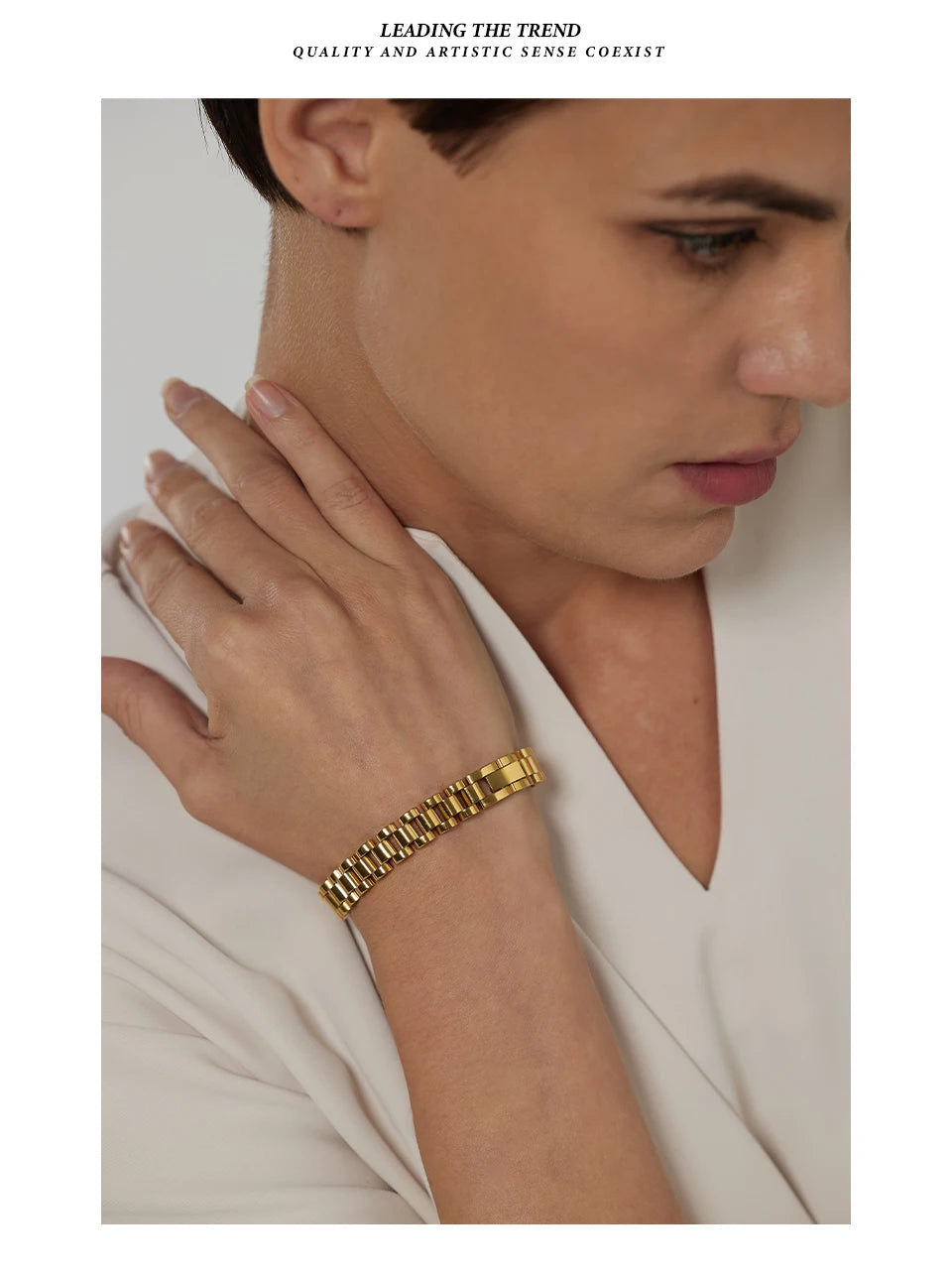 Geometric Chain Bracelet — Gold-Plated Stainless Steel · PS1930
