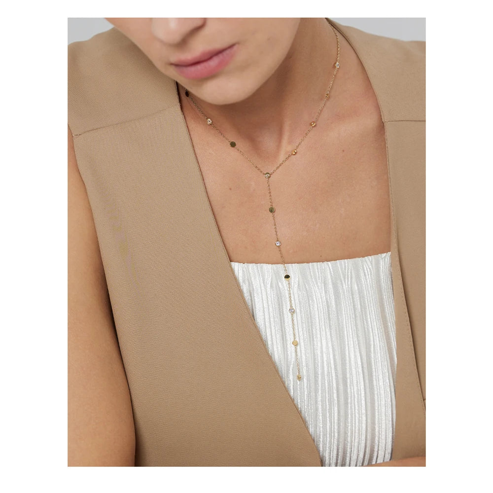 Beaded necklace in gold-plated stainless steel.