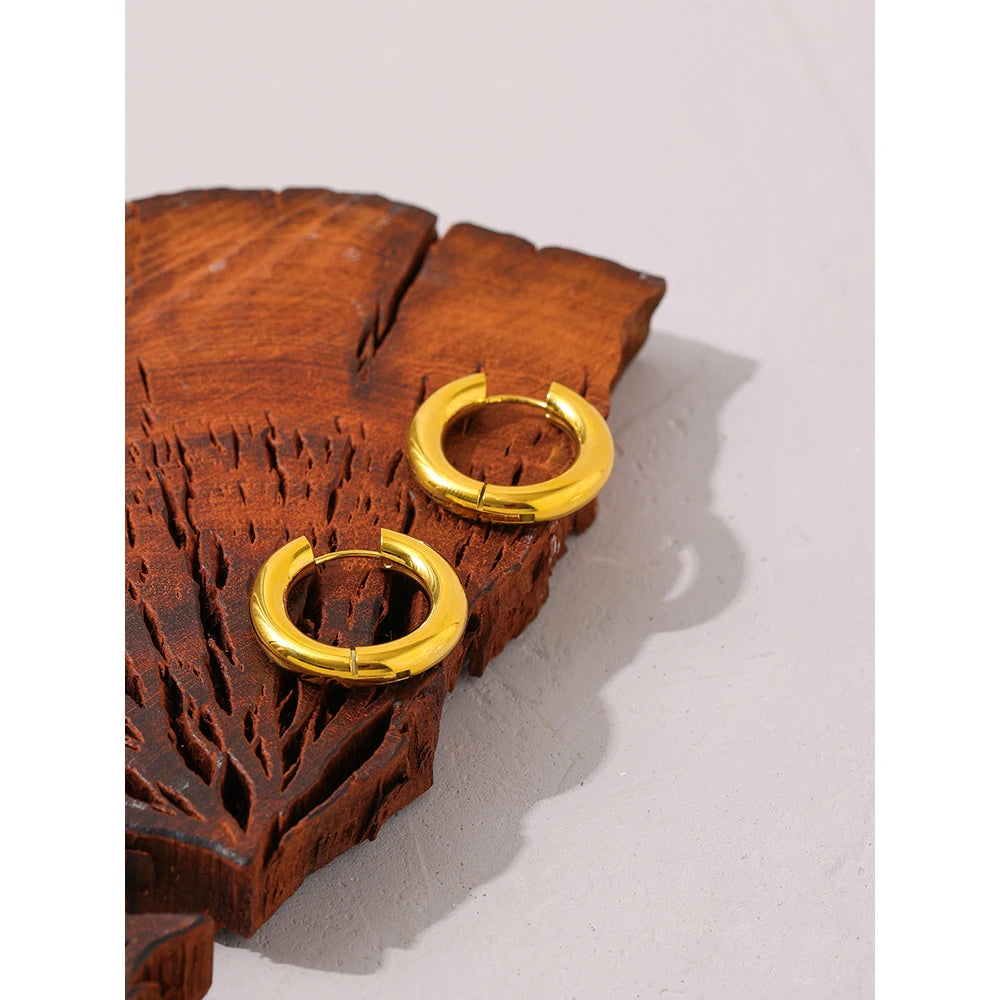 Minimalist geometric earrings in gold-plated stainless steel.