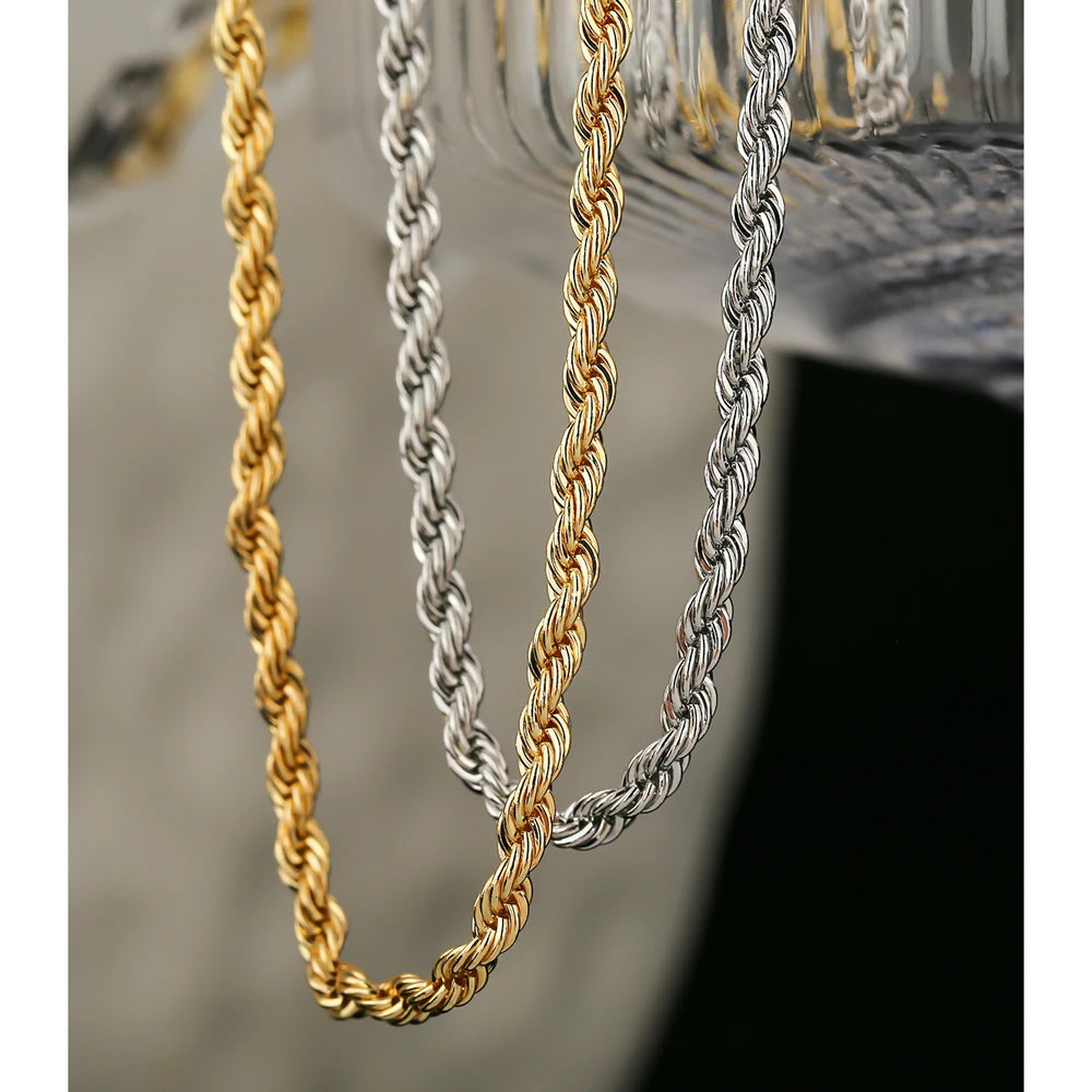 Gold-plated stainless steel necklace with braided chain.