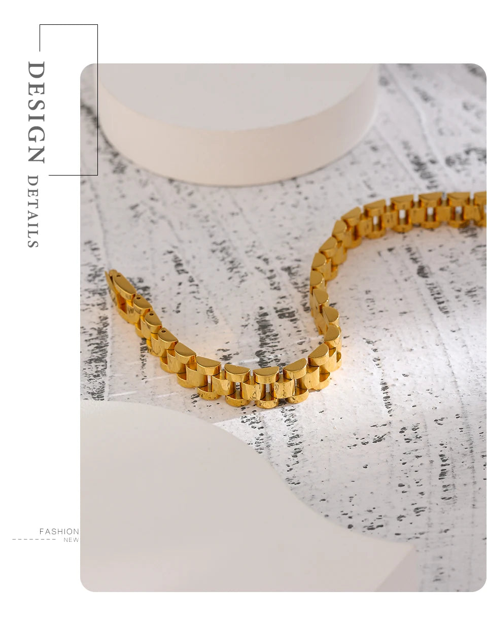 Geometric Chain Bracelet — Gold-Plated Stainless Steel · PS1930