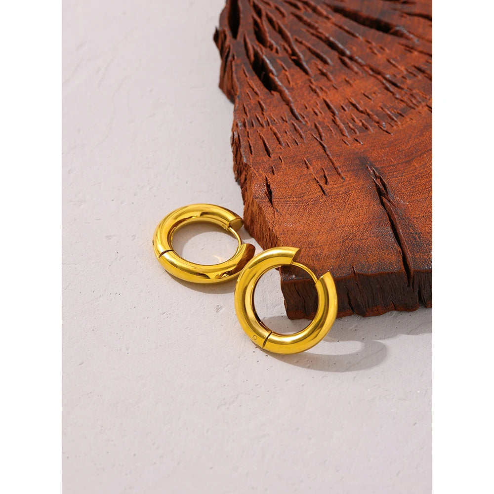 Minimalist geometric earrings in gold-plated stainless steel.