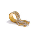 Geometric chain ring in 18K gold-plated stainless steel.