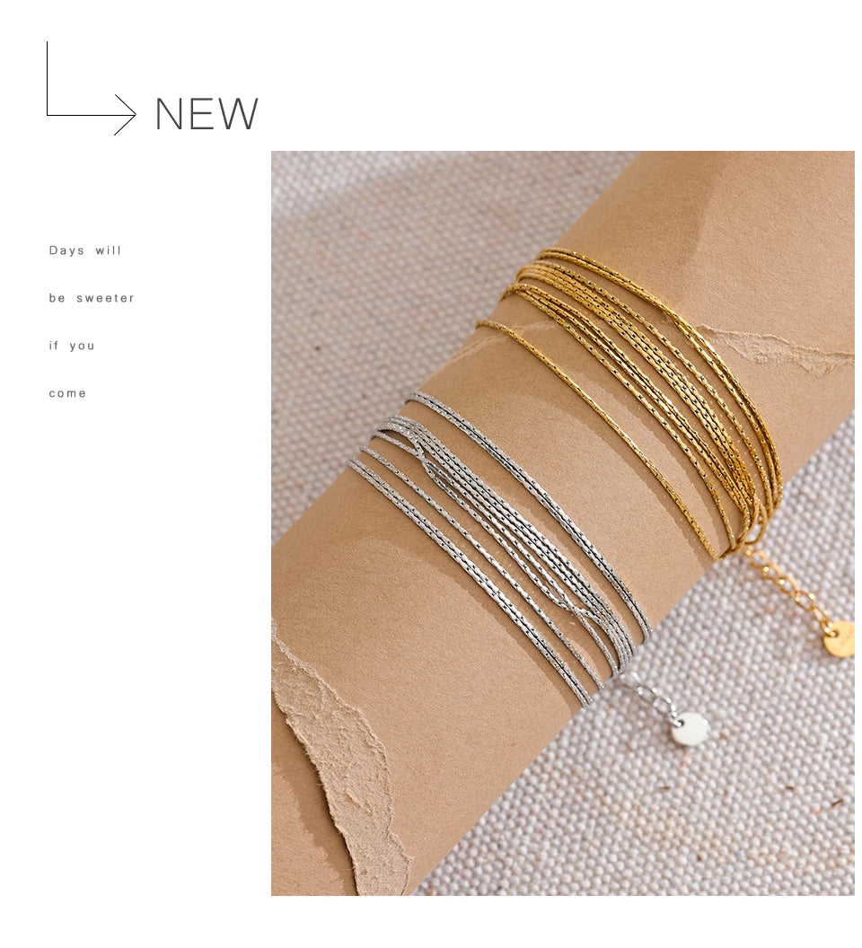 Geometric Chain Layered Bracelet — Gold-Plated Stainless Steel · PS1761