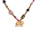 Natural stone beaded chain necklace in gold-plated stainless steel with natural stone.
