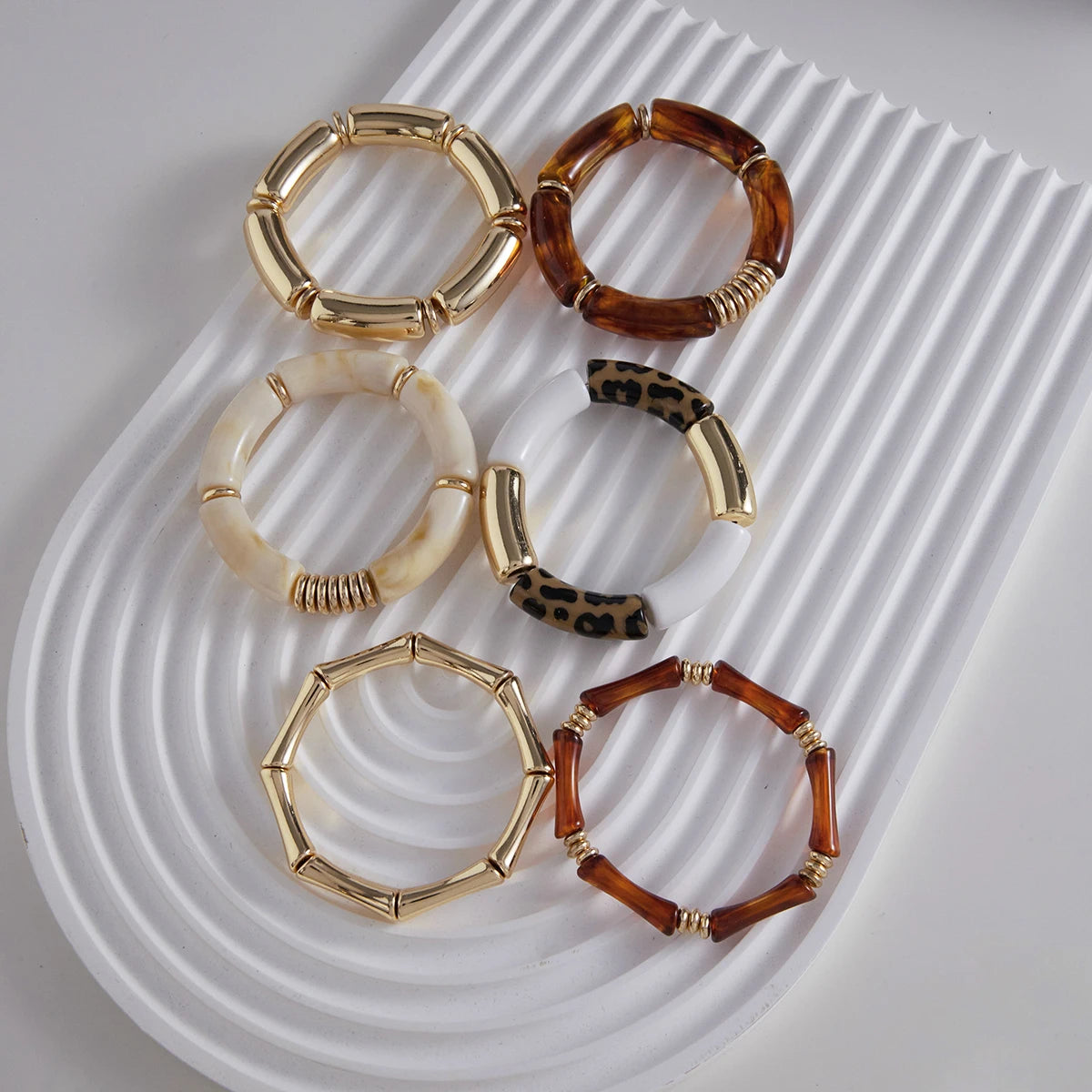 Resin Bangle Bracelet Stack — Stainless Steel · PS037