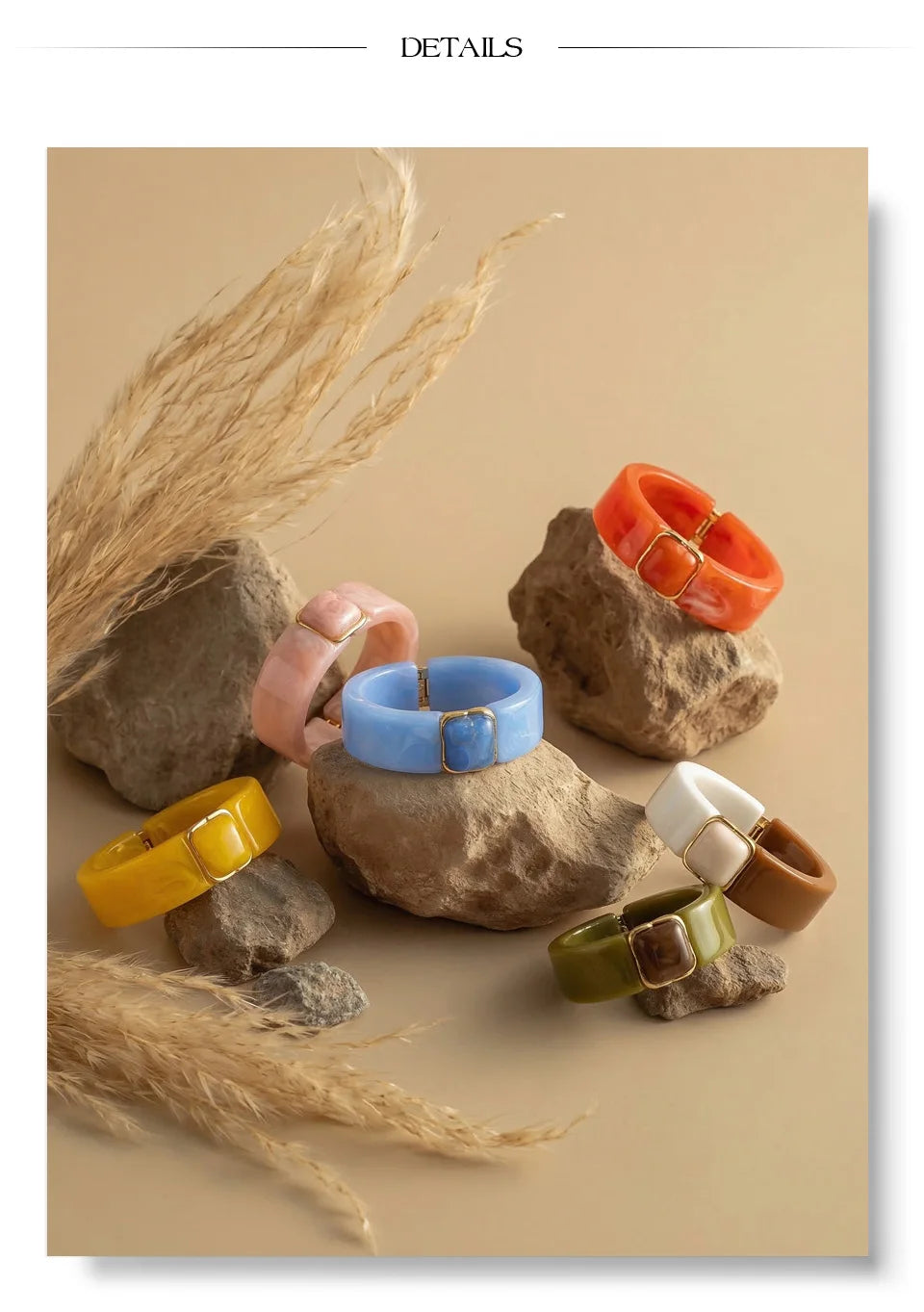 Resin Acrylic Geometric Bracelet — Gold-Plated Stainless Steel with Resin and Acrylic · PS1651