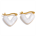 White enamel heart earrings in gold-plated stainless steel with enamel.