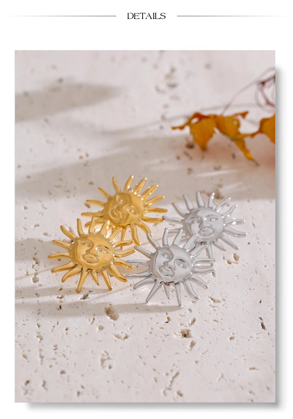 Black Sun Geometric Earrings — Gold-Plated Stainless Steel · PS1699