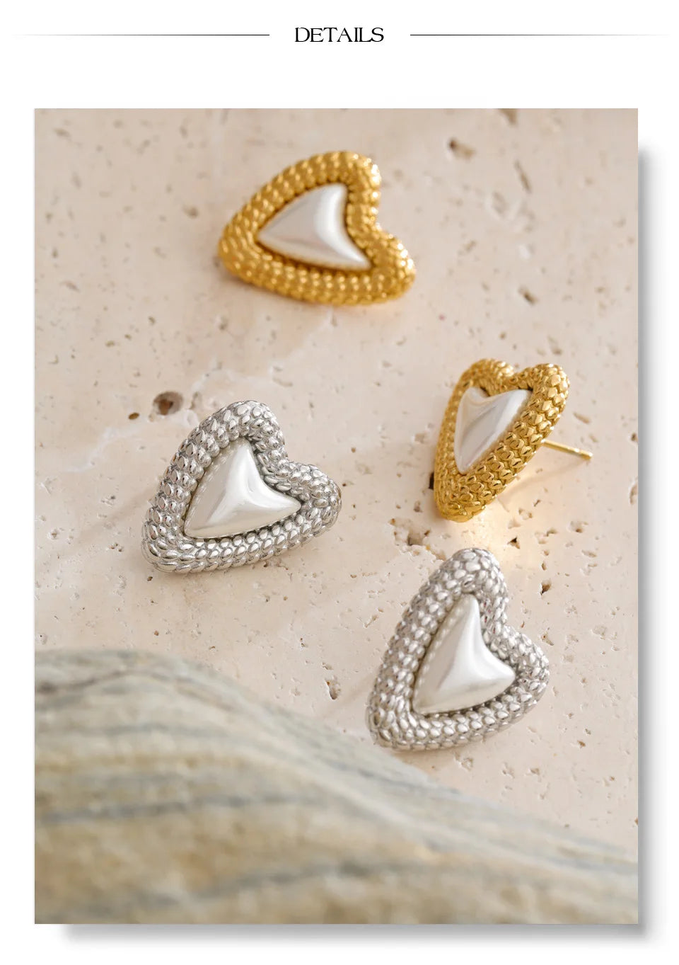 Pearl heart earrings in gold-plated stainless steel with pearl.