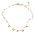 Pearl heart beaded necklace in gold-plated stainless steel with pearl.