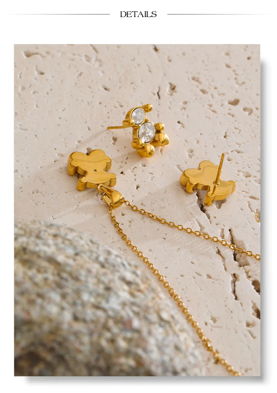 Cubic Zirconia Geometric Earrings — Gold-Plated Stainless Steel with Cubic Zirconia · PS1449