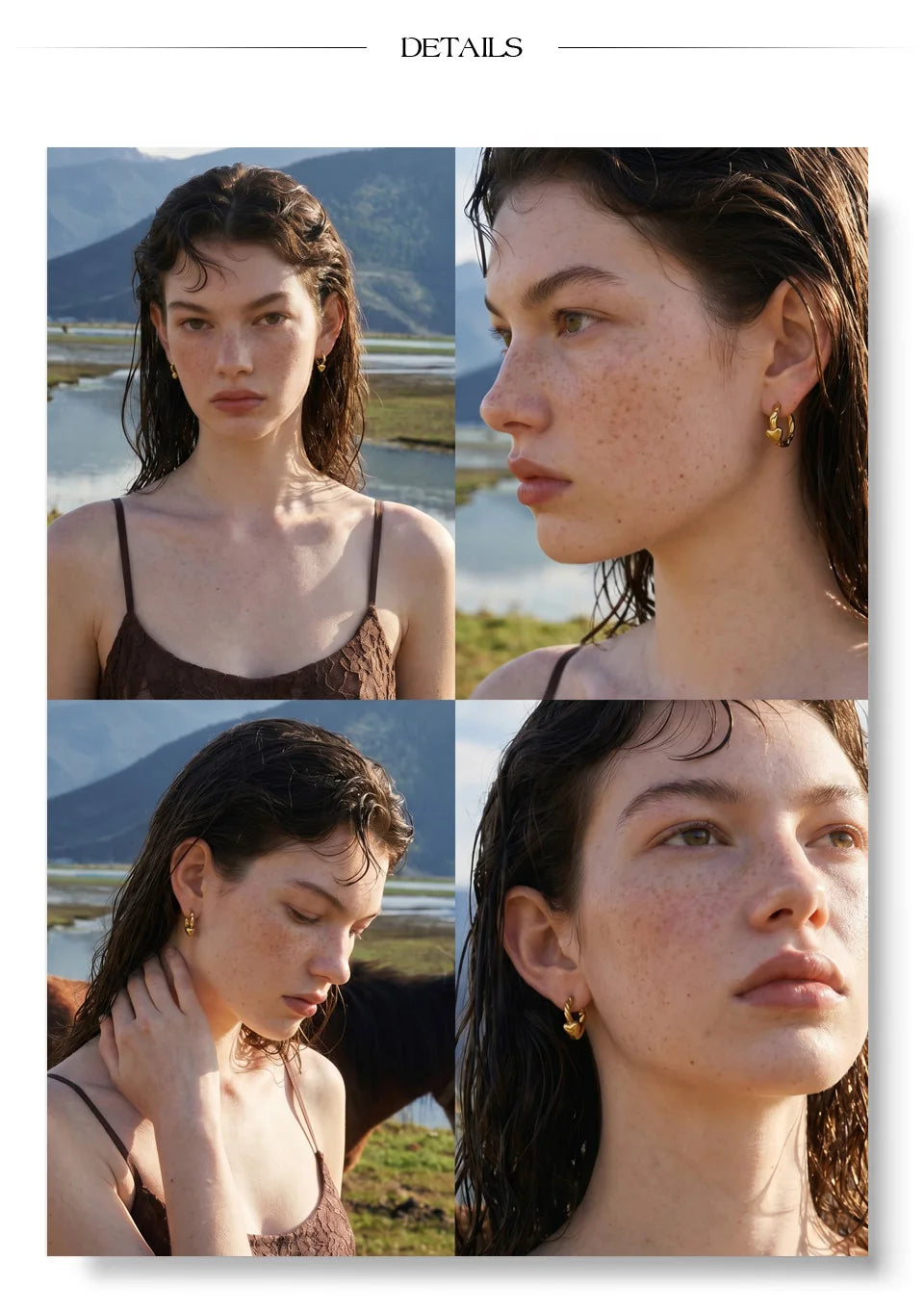 Heart earrings in gold-plated stainless steel.