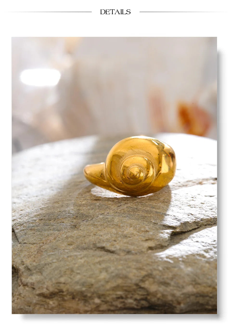 Geometric ring in 18K gold-plated stainless steel.