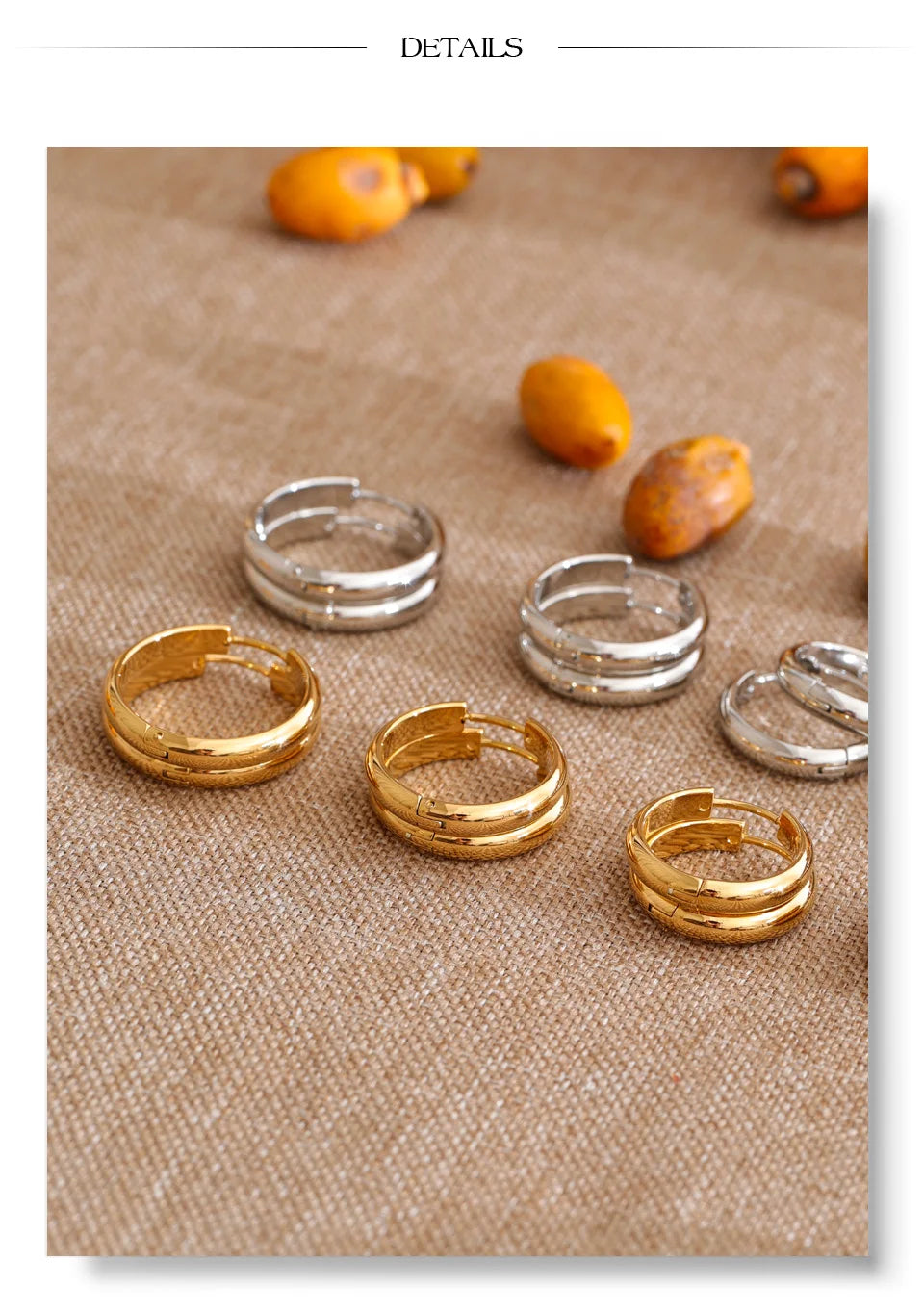 Geometric earrings in gold-plated stainless steel.