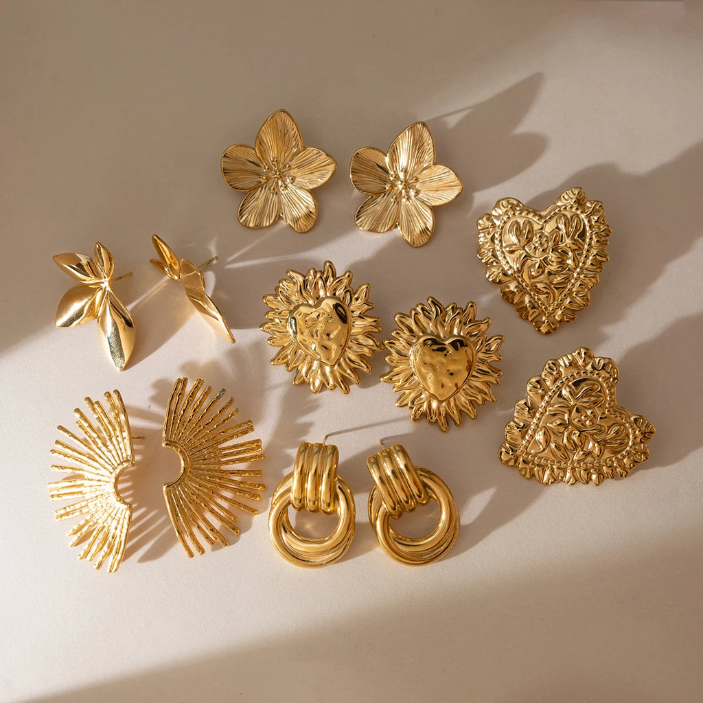 Flower Heart Earrings — Stainless Steel · PS307