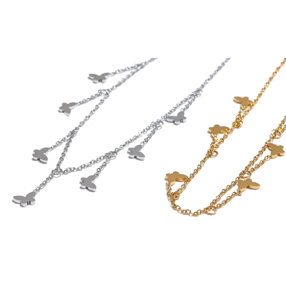 Butterfly Geometric Chain Anklet — Gold-Plated Stainless Steel · PS2247