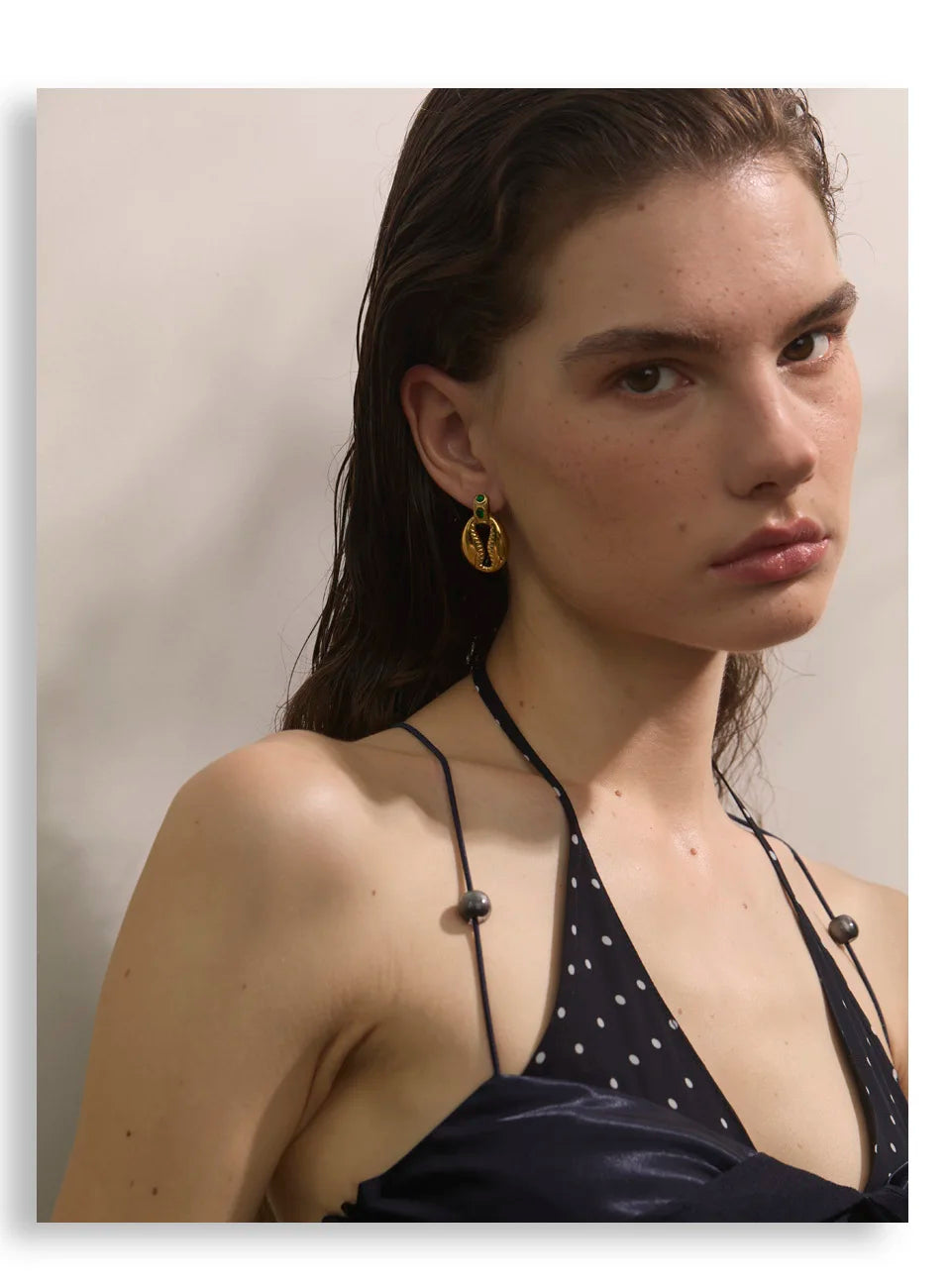 Blue Pearl Acrylic Earrings — Gold-Plated Stainless Steel with Pearl and Acrylic · PS2013