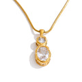 Cubic zirconia geometric necklace in gold-plated stainless steel with cubic zirconia.