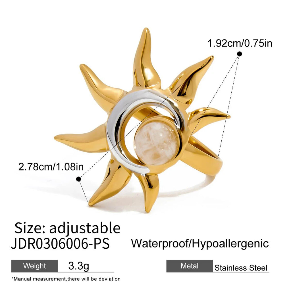 Sun Moon Statement Ring — Stainless Steel · PS238