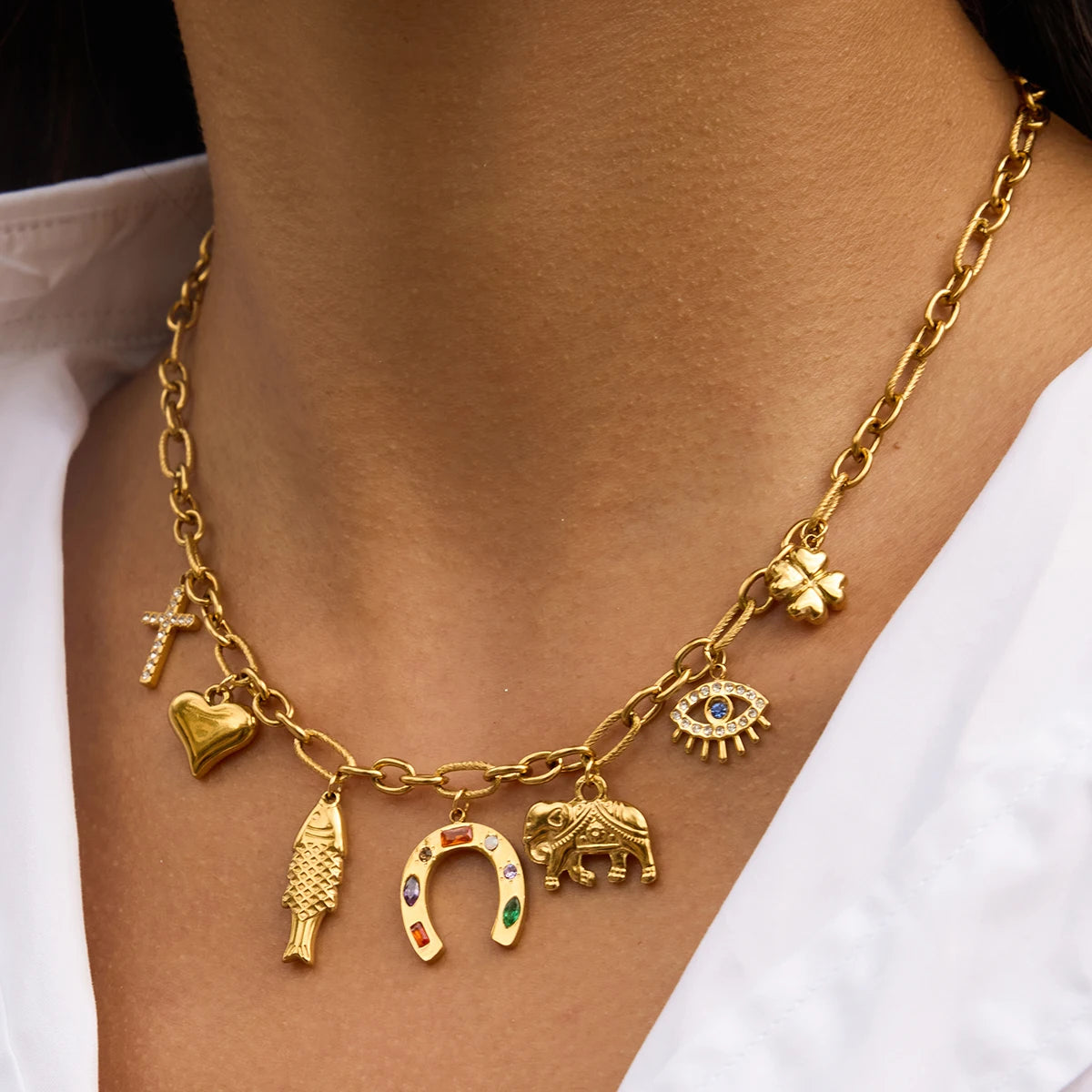 Horseshoe Pendant Necklace — Stainless Steel · PS319