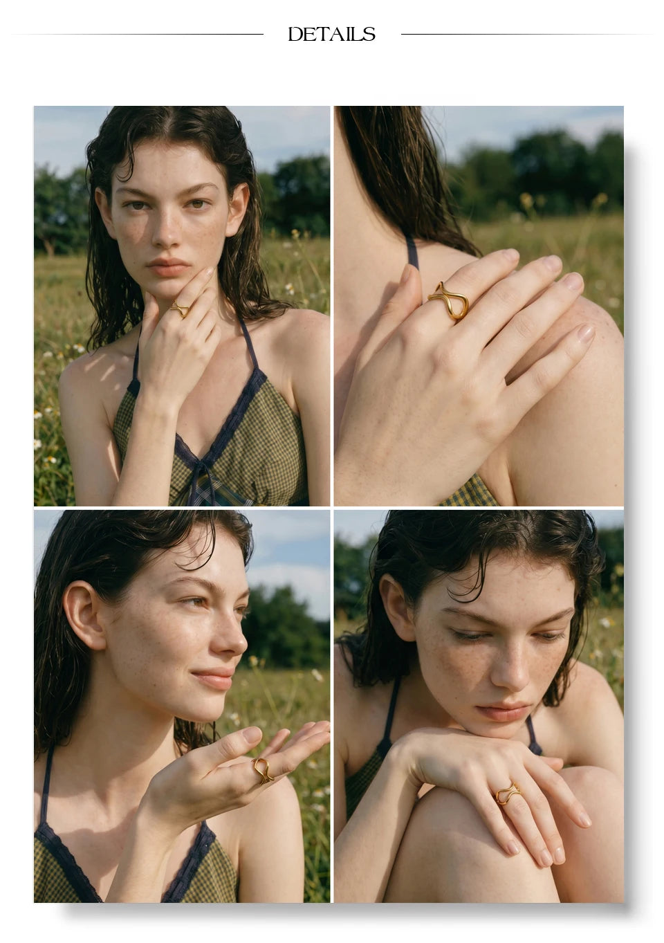 Geometric ring in 18K gold-plated stainless steel.