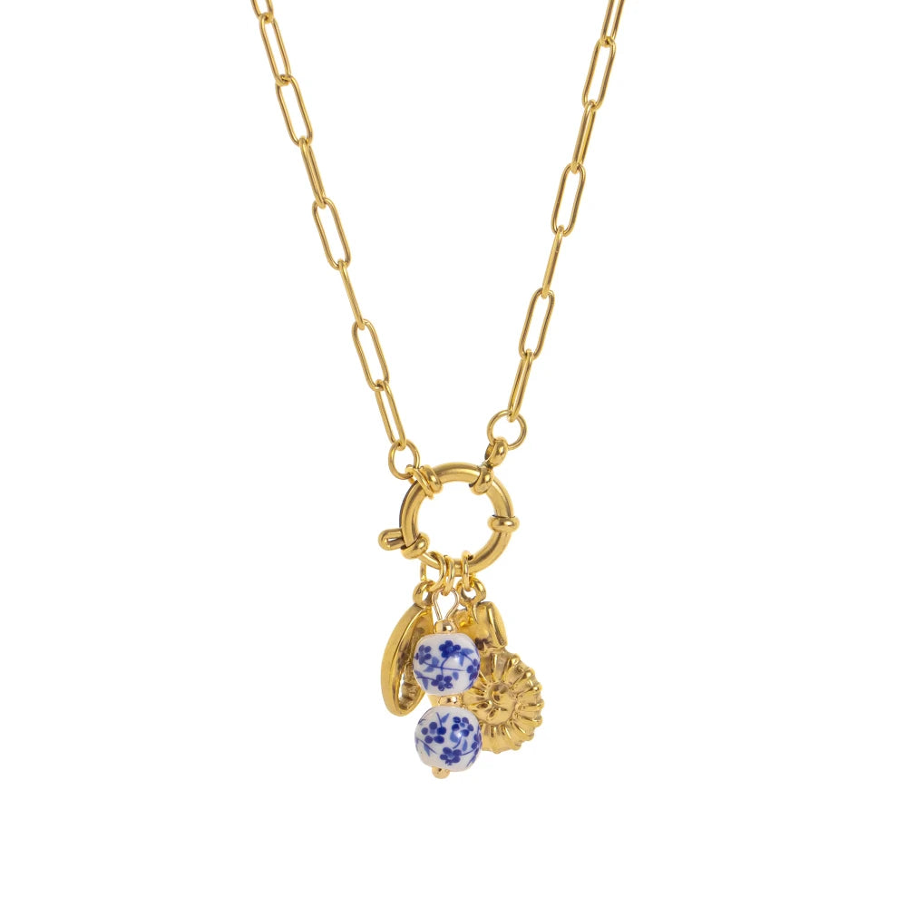 Stainless steel fruit heart boots ins high-end feeling collarbone chain pearl starfish gold-plated color preservation
