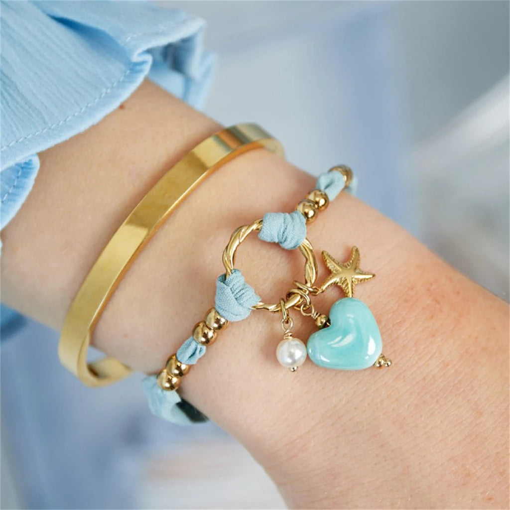 Ins style fresh and sweet bracelet, star flower bracelet, women's woven colorful rope, simple accessory