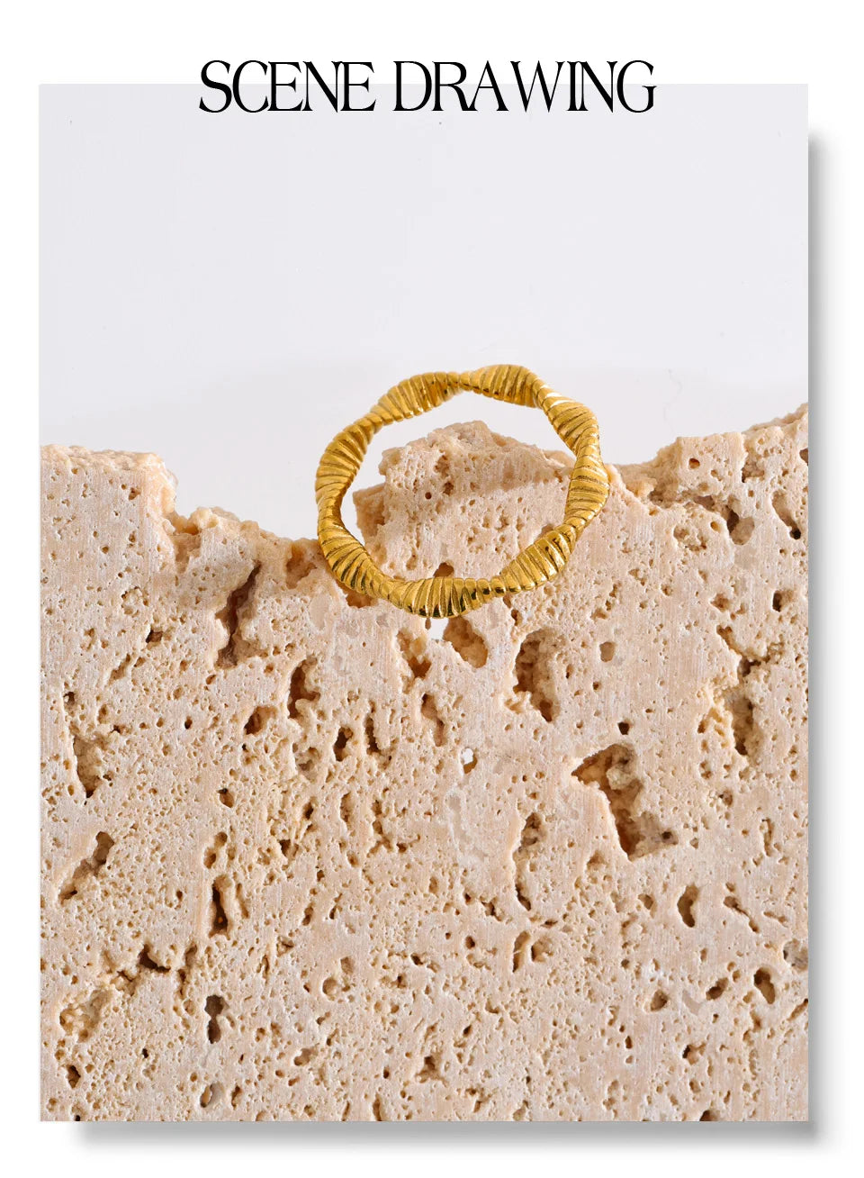 Geometric ring in 18K gold-plated stainless steel.