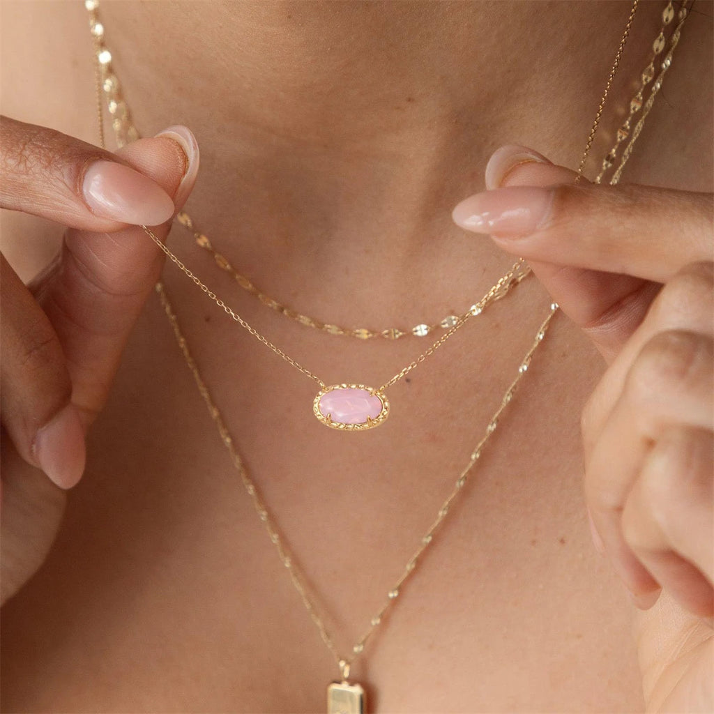 Colorful zircon necklace, natural stone, bone chain, oval, fashionable, popular, niche, personalized jewelry, gold-plated