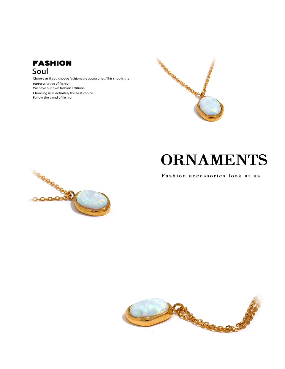 Natural stone minimalist geometric necklace in gold-plated stainless steel with natural stone.
