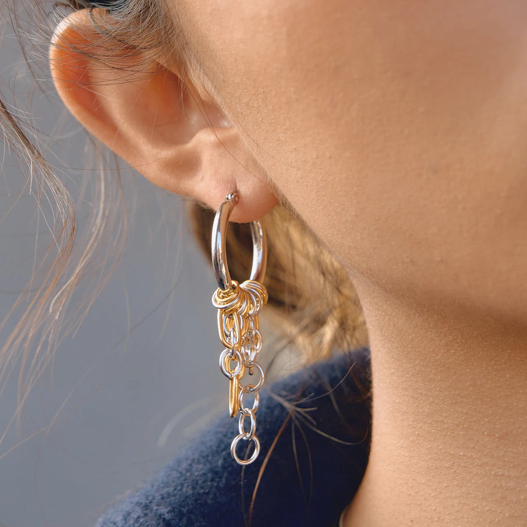 Chain Tassel Hoop Earrings — Stainless Steel · PS106