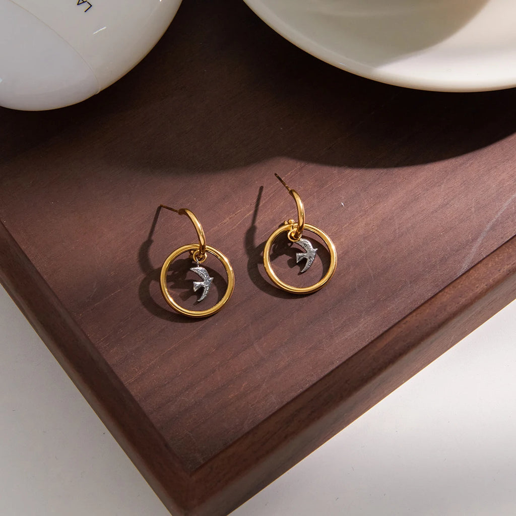 Star Hoop Drop Earrings — Stainless Steel · PS110