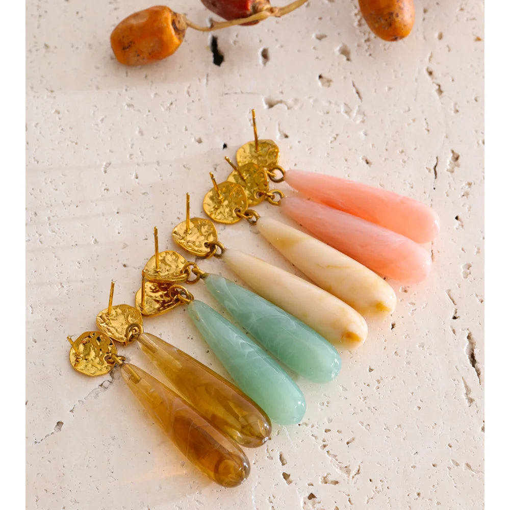 Resin Earrings — Gold-Plated Stainless Steel with Resin · PS2310