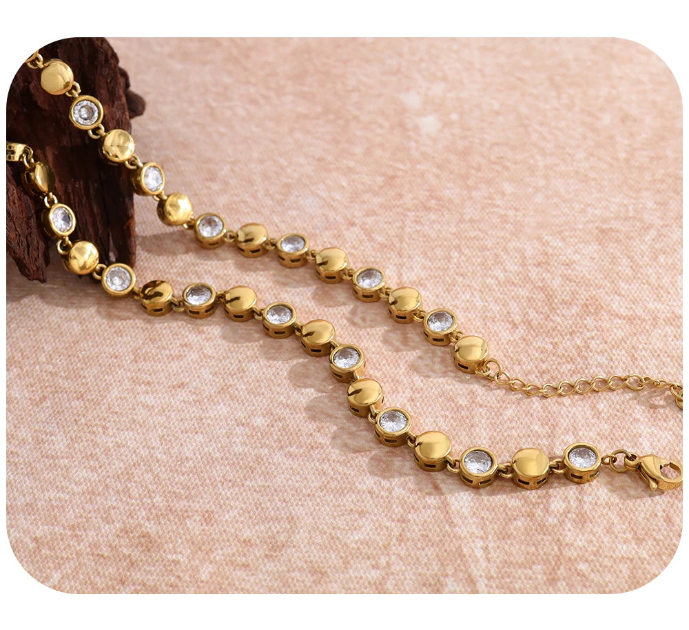 Zircon Beaded Bracelet — 316L Stainless Steel · PS394