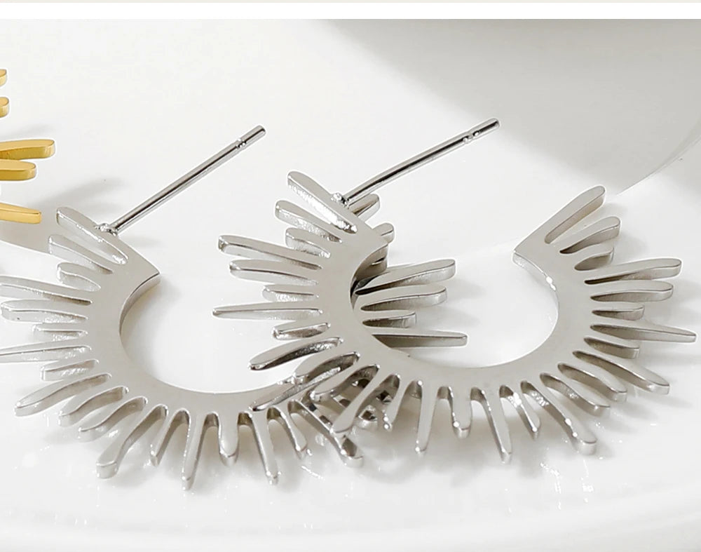 Hoop Earrings Metal Charm Y2K — 316L Stainless Steel · PS404