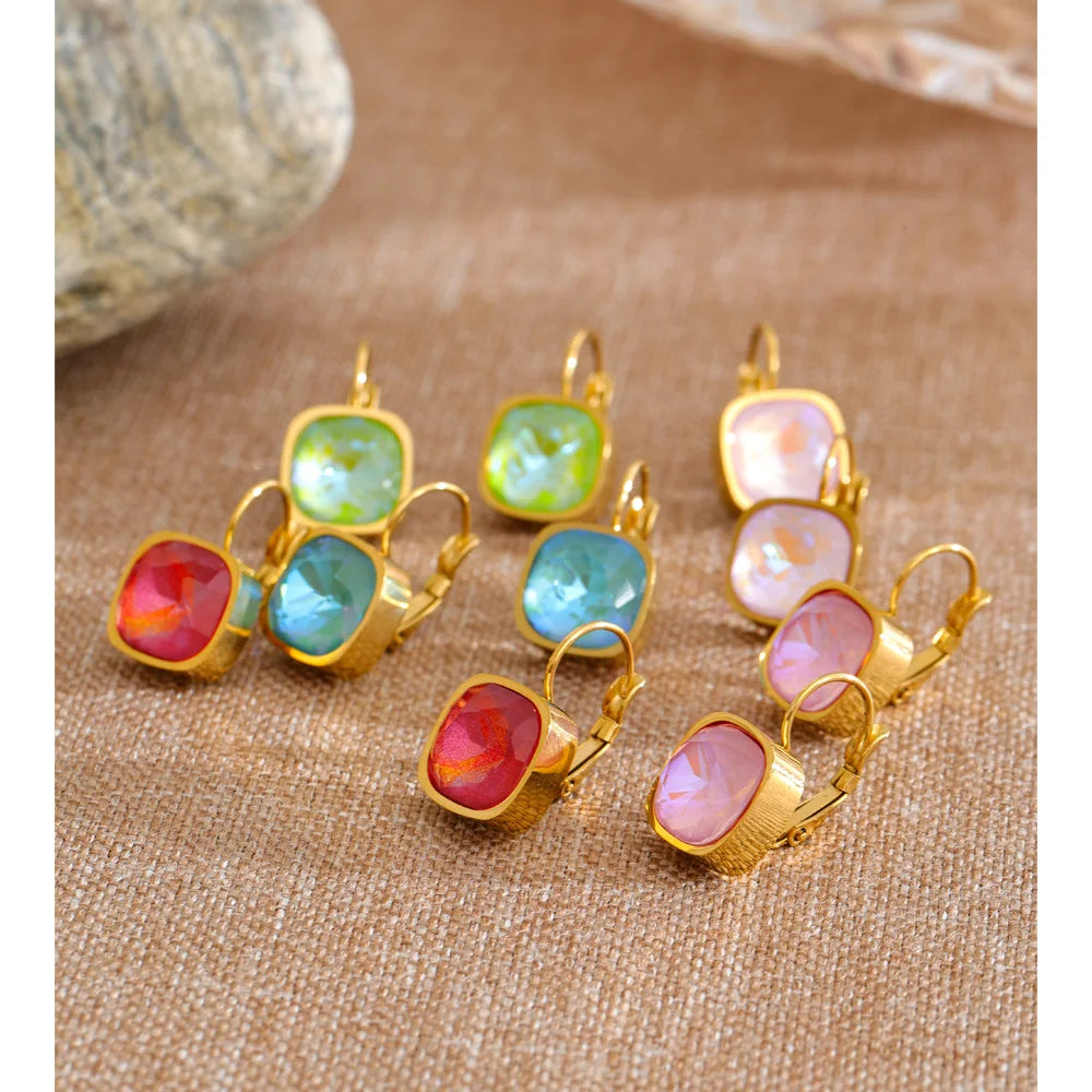 Crystal Multi-Color Geometric Earrings — Gold-Plated Stainless Steel with Crystal · PS1946