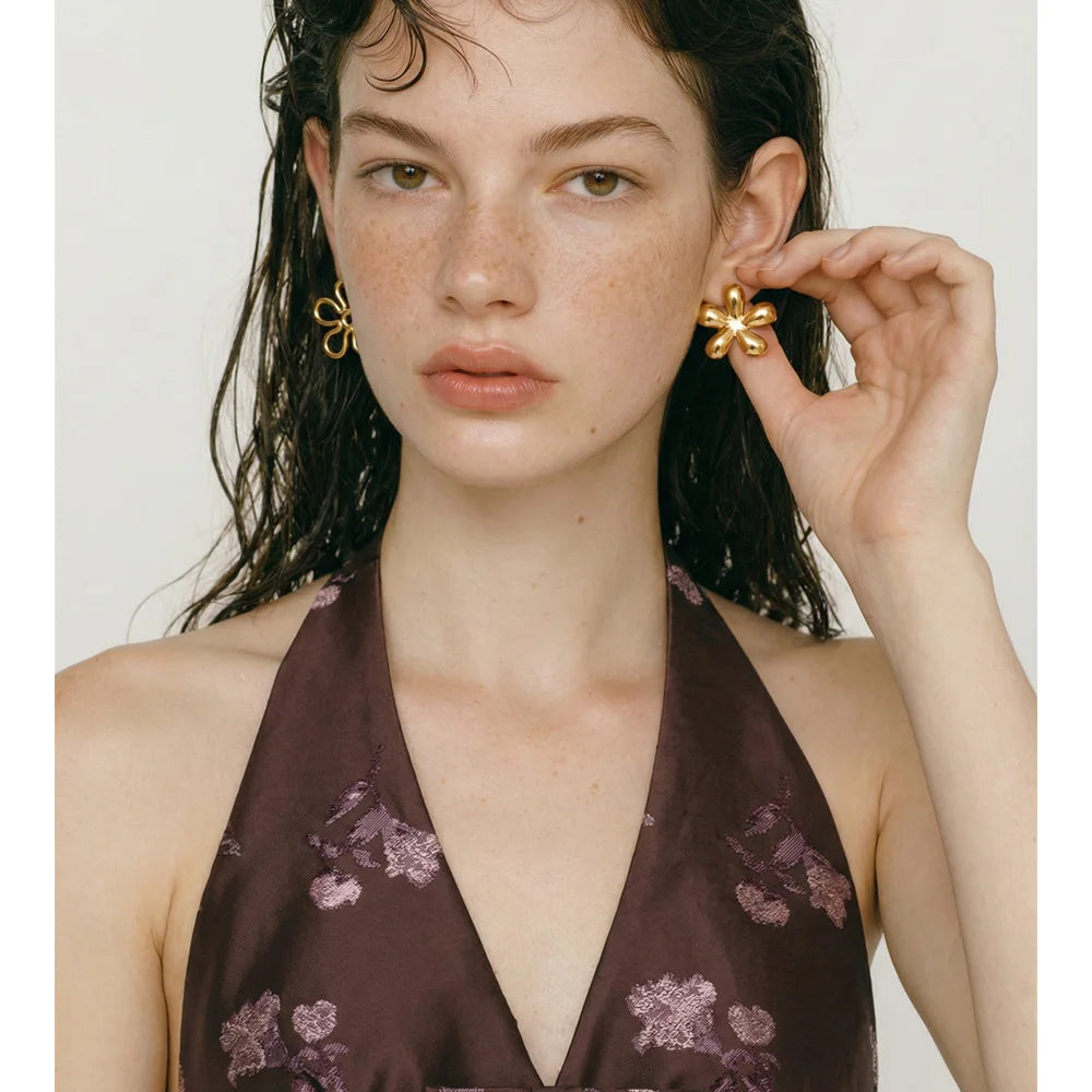 Flower Earrings — Gold-Plated Stainless Steel · PS1315