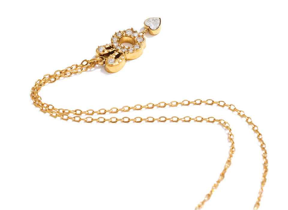 Cubic zirconia necklace in gold-plated stainless steel with cubic zirconia.