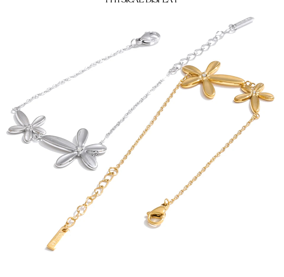 Flower Chain Bracelet — Gold-Plated Stainless Steel · PS1043