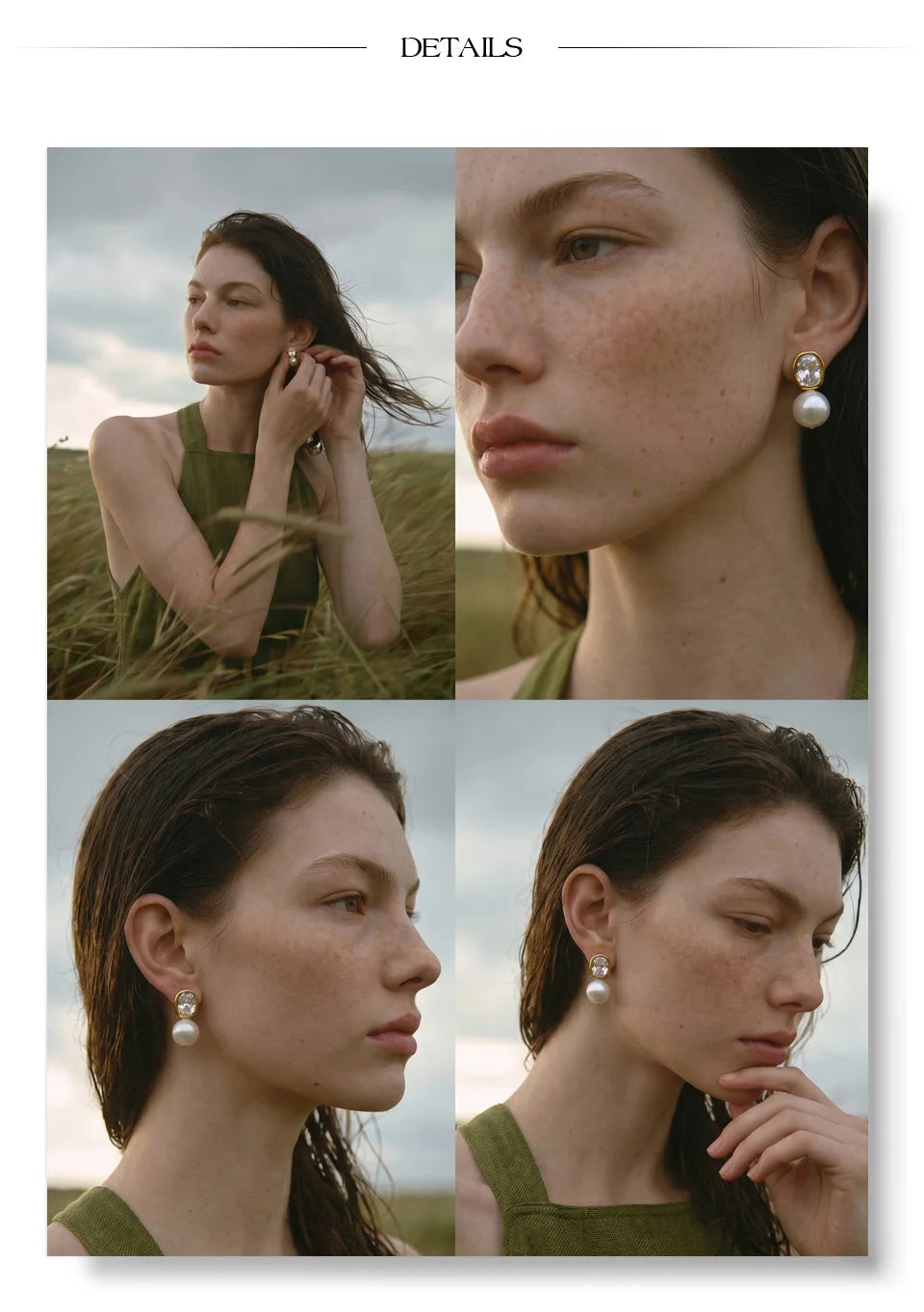 Cubic Zirconia Pearl Geometric Earrings — Gold-Plated Stainless Steel with Pearl and Cubic Zirconia · PS1428