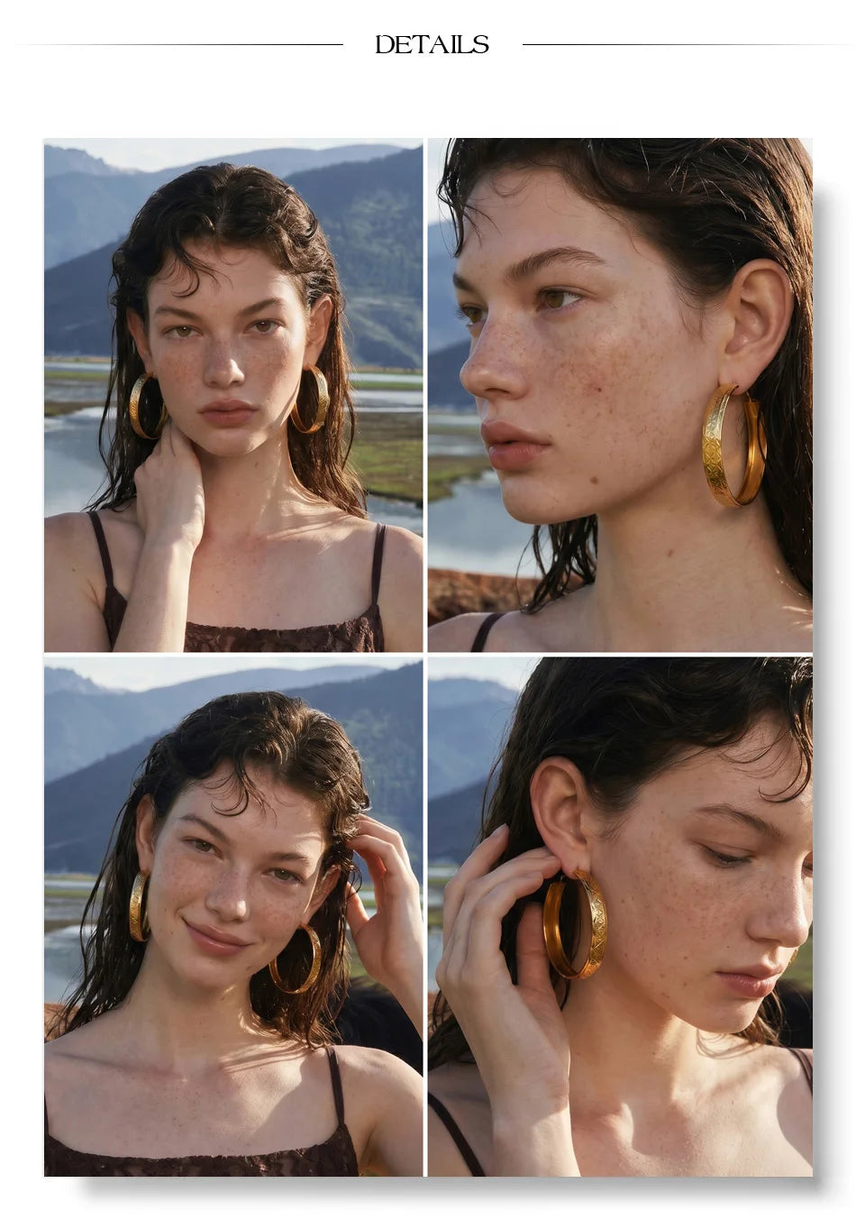 Geometric earrings in gold-plated stainless steel.