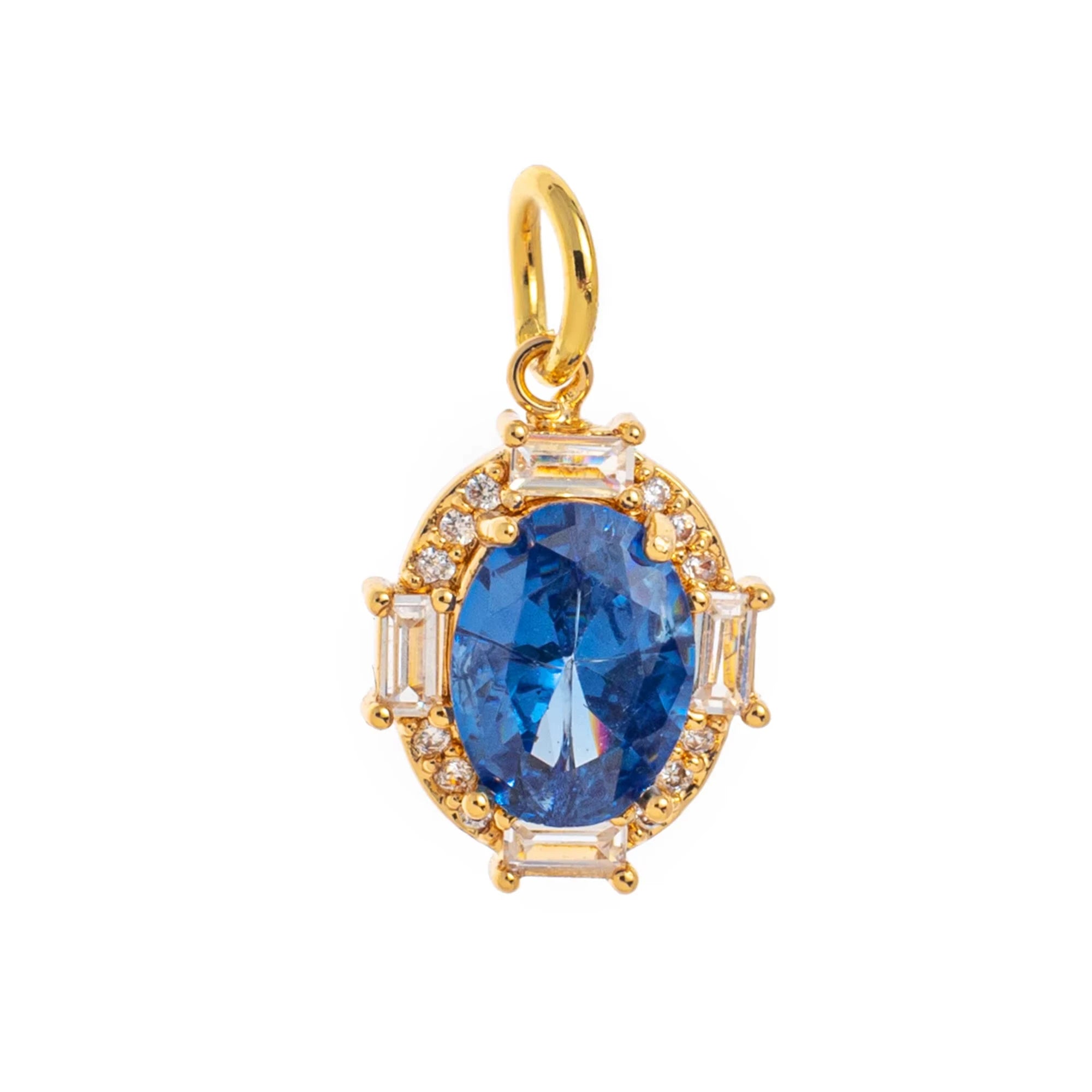 【DIY Pendant】18K Gold Plated Copper Birthstone Charm Pendant - PC010