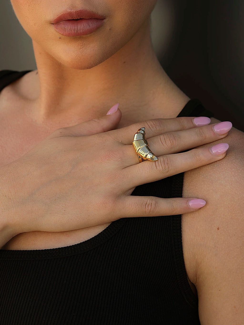 Spiral Shell Open Ring — Stainless Steel · PS245